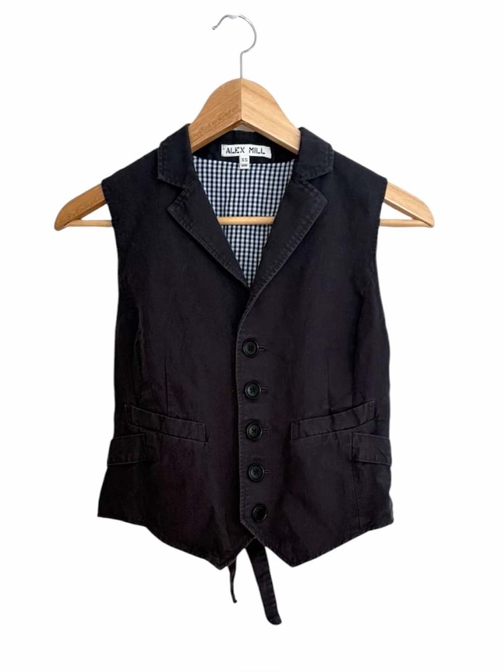 Alex Mill Washed Faded Black Linen Blend Suitish Vest Extra Small XS